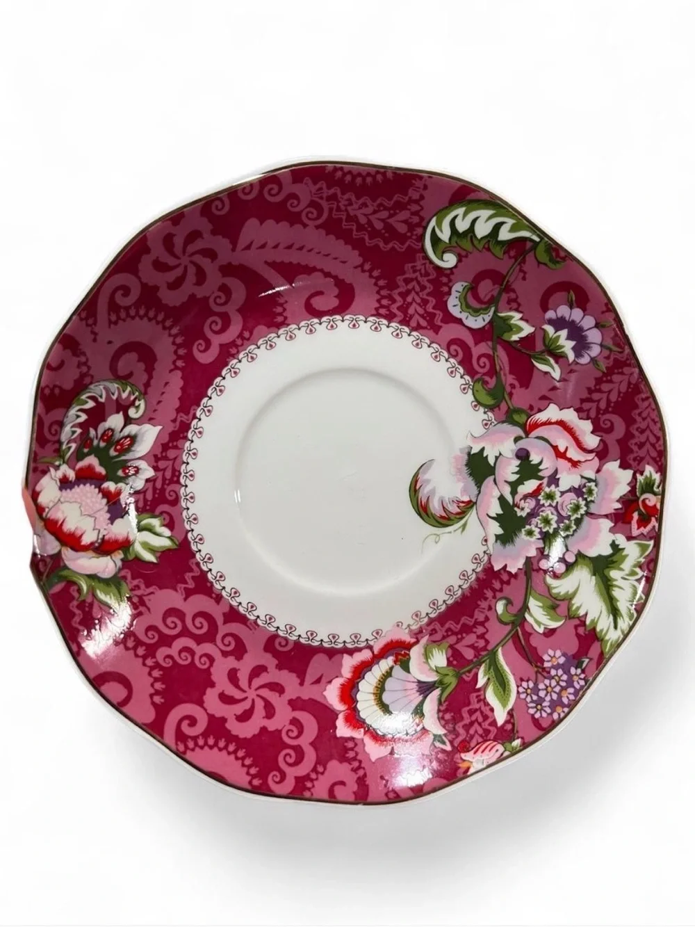 Pink Floral China Teacup and Saucer Set